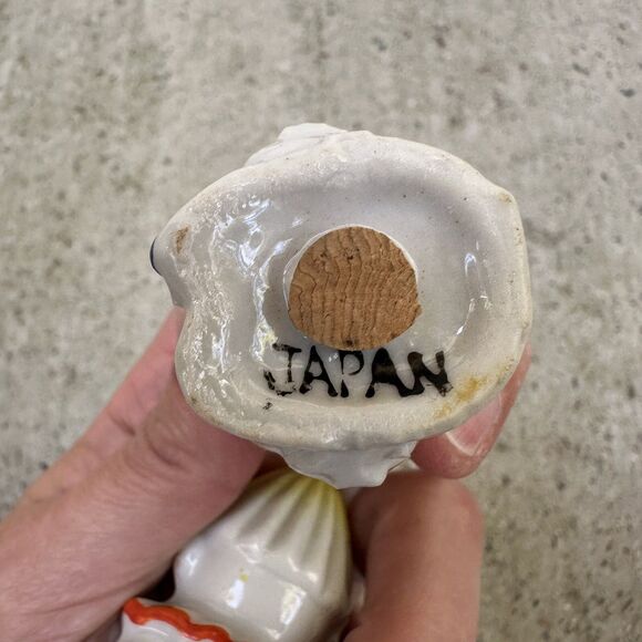 Vintage Sad Circus Clown Ceramic Salt Pepper Shakers Japan 2.5" Polka Dot - Picture 7 of 10